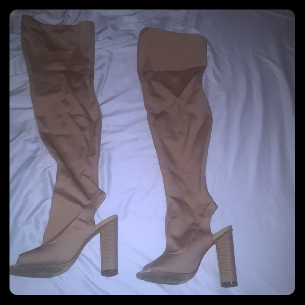 Thigh high nude boots
